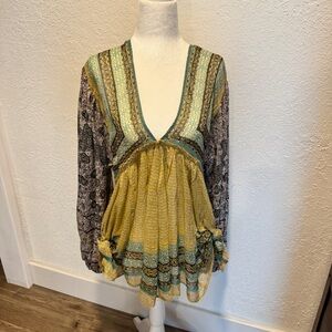 Free People Boho Sheer Shimmer Top